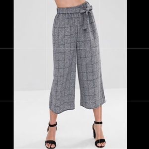 Wide legged grid pants